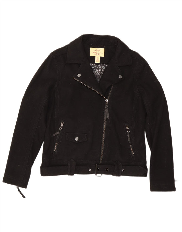 Levi's Womens Biker Jacket UK 14 Medium Black Wool