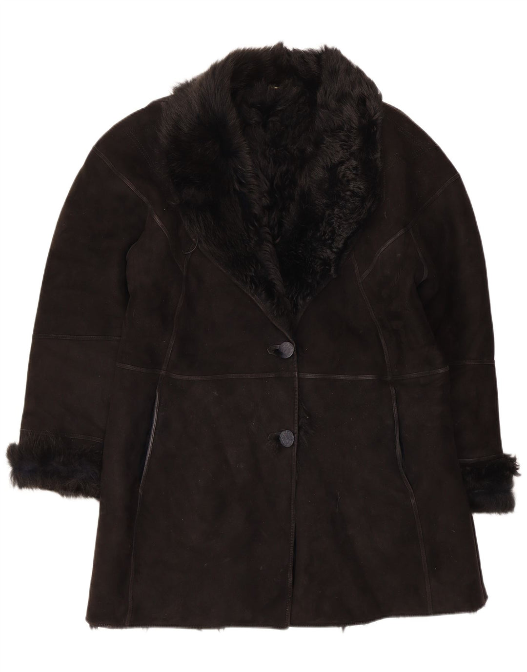 Γυναικείο Shearling Coat Muflone IT 48 XL Μαύρο Δερμάτινο