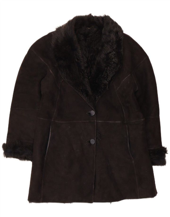Γυναικείο Shearling Coat Muflone IT 48 XL Μαύρο Δερμάτινο