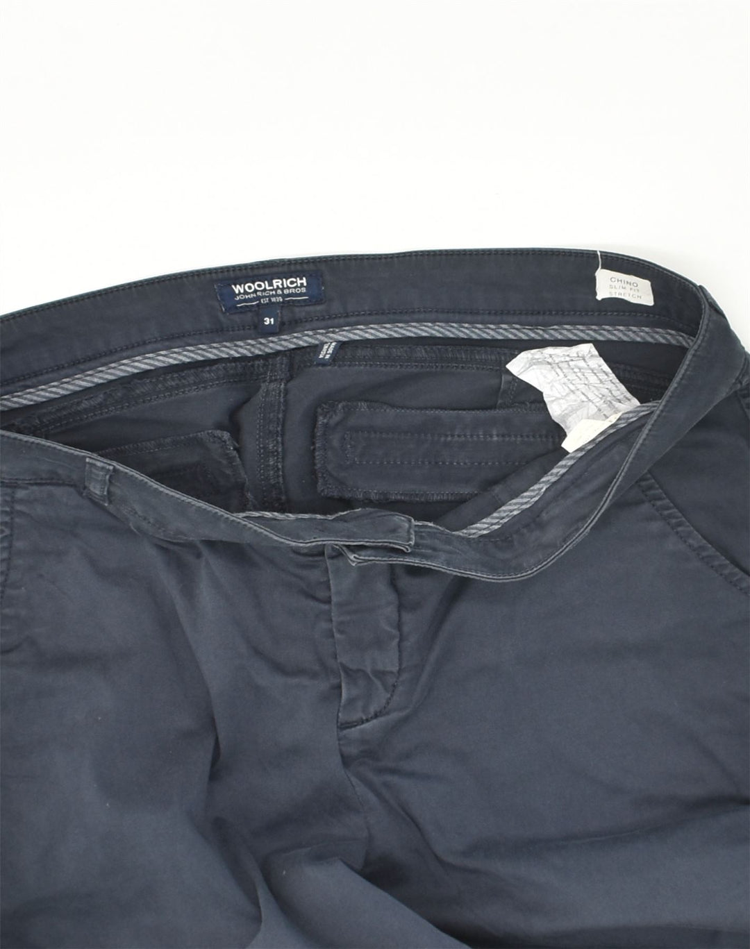 WOOLRICH Womens Slim Fit Chino Trousers W31 L25 Navy Blue Cotton | Vintage Woolrich | Thrift | Second-Hand Woolrich | Used Clothing | Messina Hembry 