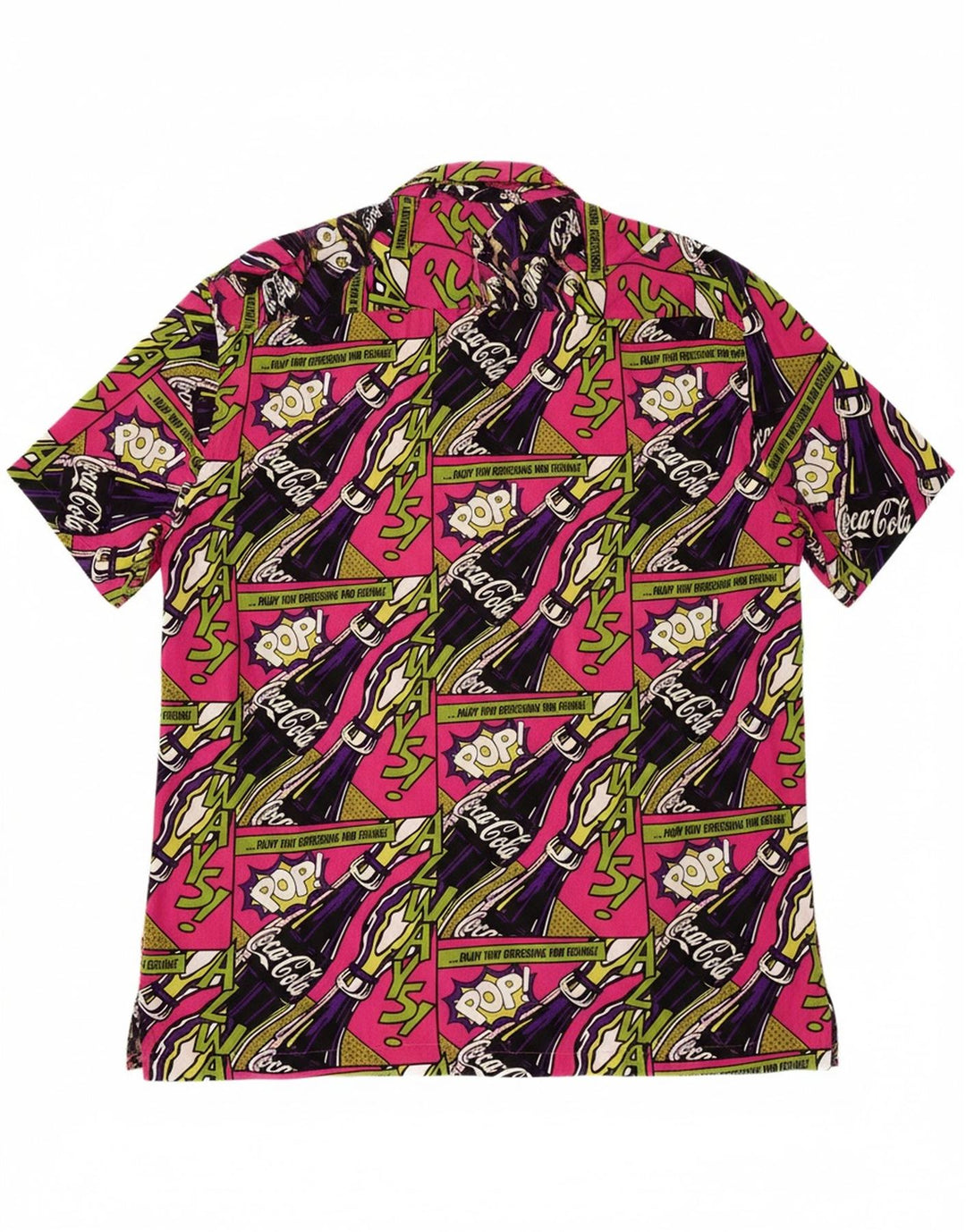 BERSHKA Mens Graphic Short Sleeve Shirt Medium Multicoloured Viscose