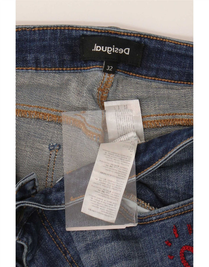 Desigual Womens Distressed Slim Jeans W32 L26 Blue Cotton