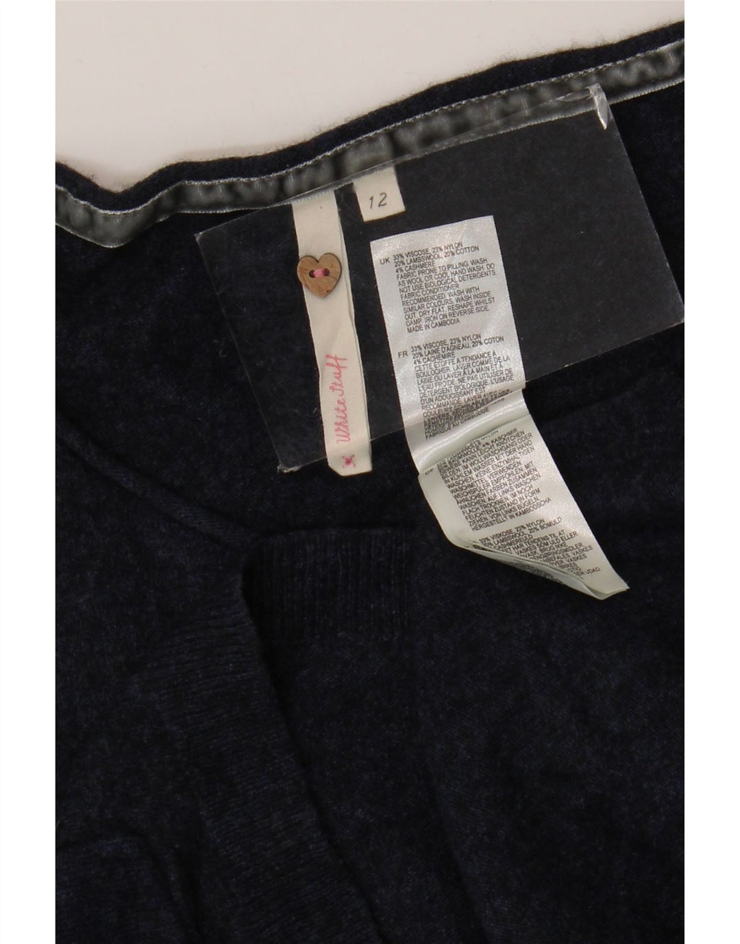 White Stuff Γυναικείο Crop Boat Neck Jumper πουλόβερ UK 12 Medium Navy Blue