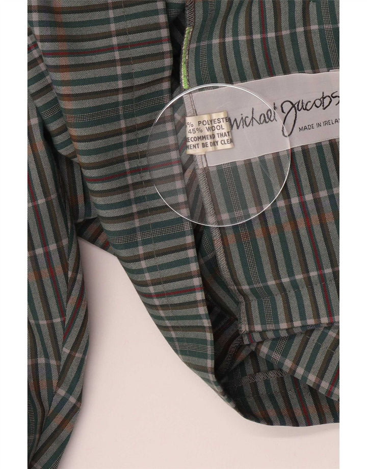 Michael Jacobs Womens Overshirt Shirt UK 10 Small Green Plaid Polyester