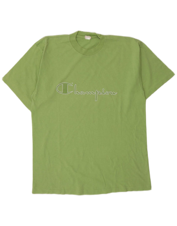 Champion Mens Graphic T-Shirt Top Large Green Cotton