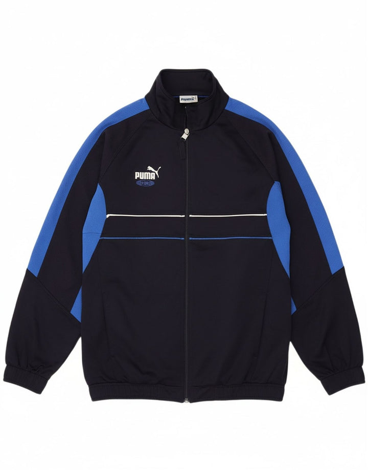PUMA Boys Tracksuit Top Jacket 15-16 Years Navy Blue Colourblock Polyester