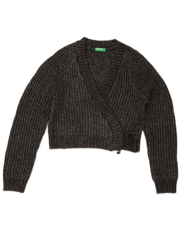 Πουλόβερ Benetton Girls Wrap Crop Cardigan 10-11 Years Grey Flecked