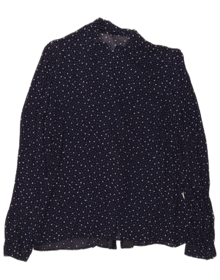 Vintage Γυναικεία See Through Μπλούζα IT 48 XL Navy Blue Spotted