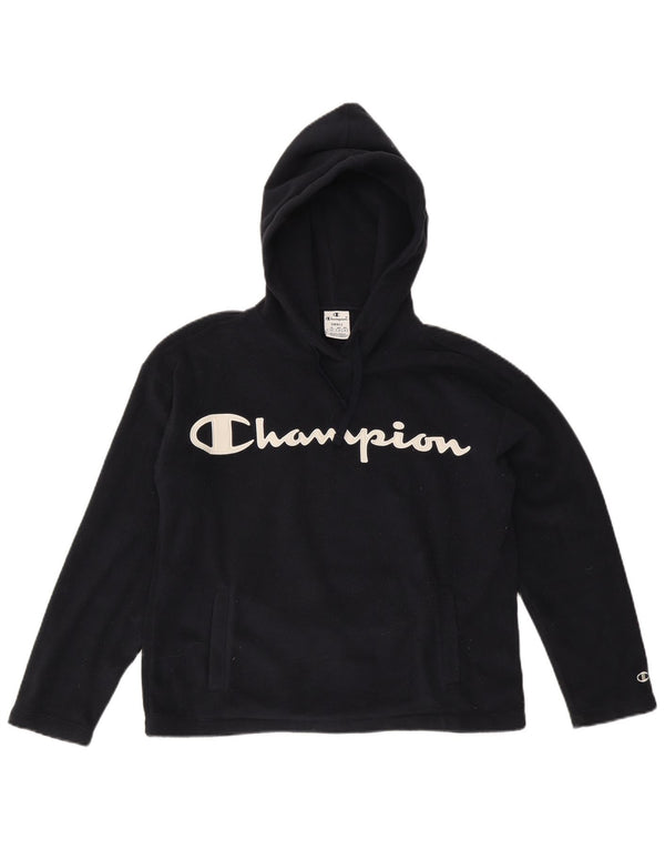 Champion Womens Graphic Oversized Fleece Jumper UK 10 Small Black
