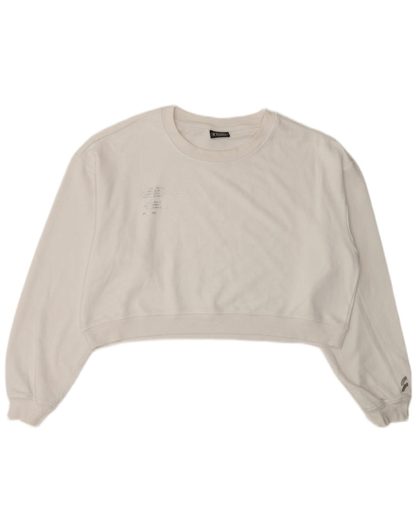 Freddy Womens Crop Oversized Φούτερ Jumper UK 14 Medium White