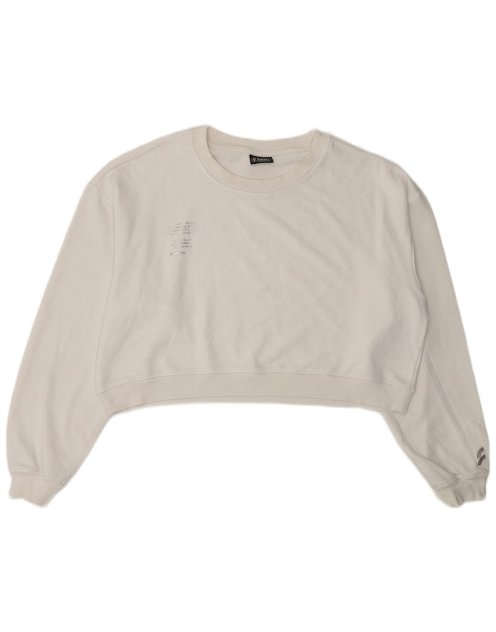 Freddy Womens Crop Oversized Φούτερ Jumper UK 14 Medium White