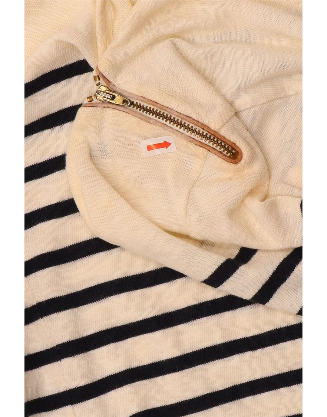 Massimo Dutti γυναικείο τοπ 3/4 μανίκι UK 12, μεσαίο σε ανοιχτό λευκό βαμβακερό ριγέ