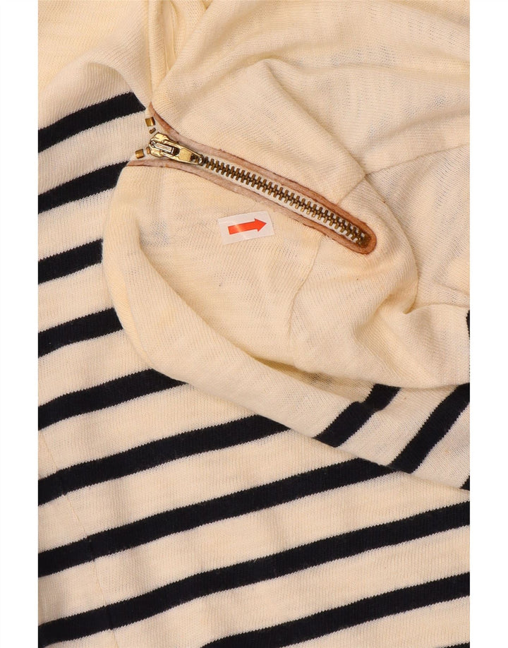 Massimo Dutti γυναικείο τοπ 3/4 μανίκι UK 12, μεσαίο σε ανοιχτό λευκό βαμβακερό ριγέ