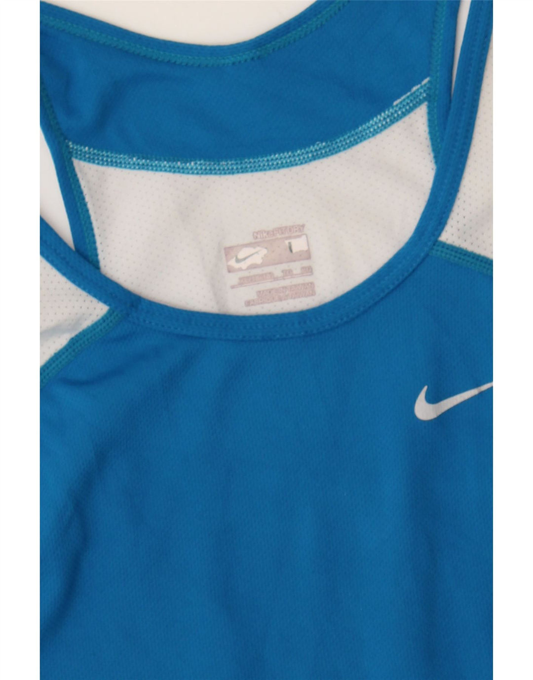 NIKE Womens Graphic Vest Top UK 16/18 XL Blue Colourblock Polyester Vintage Nike and Second-Hand Nike from Messina Hembry 