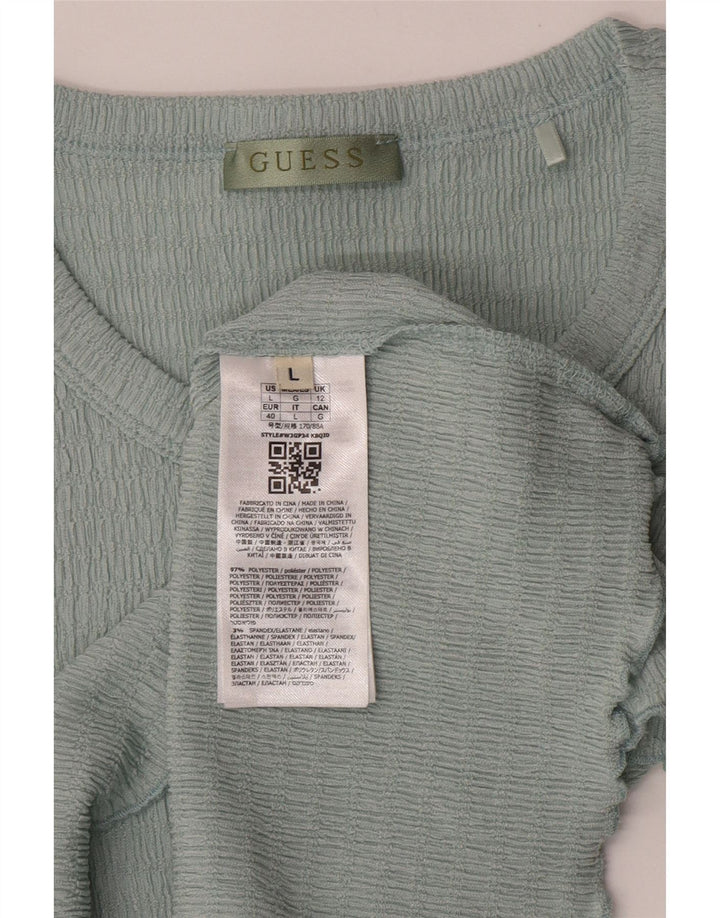 Γυναικείο T-Shirt Guess Crop Top UK 12 Medium Blue Polyester