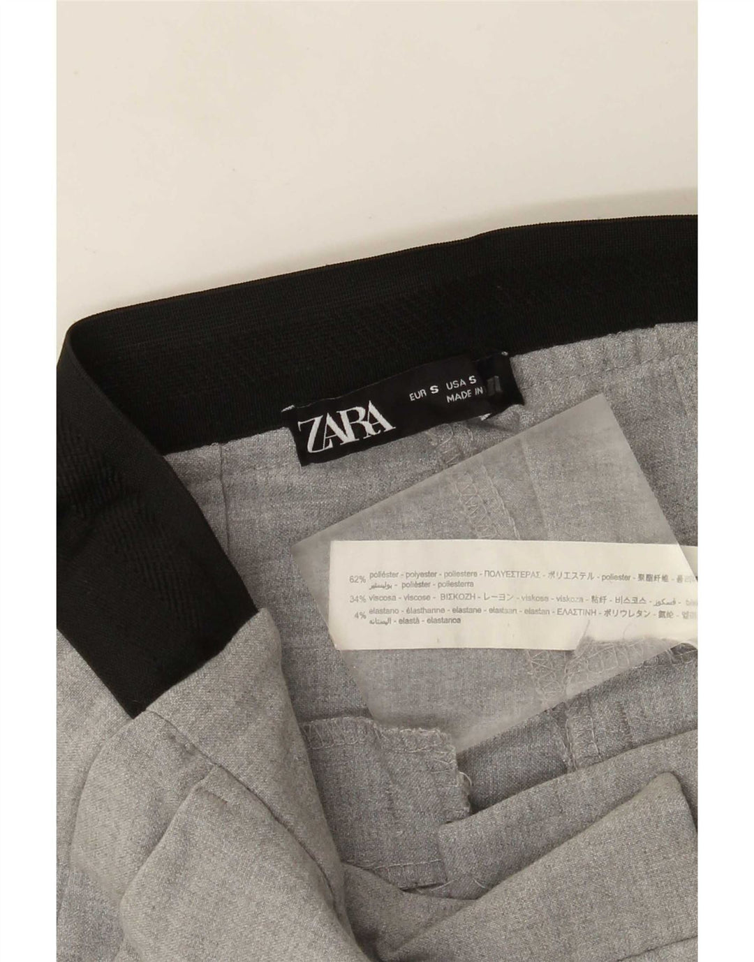 Zara Γυναικείο Slim Suit Παντελόνι Small W26 L26 Grey Colorblock Polyester