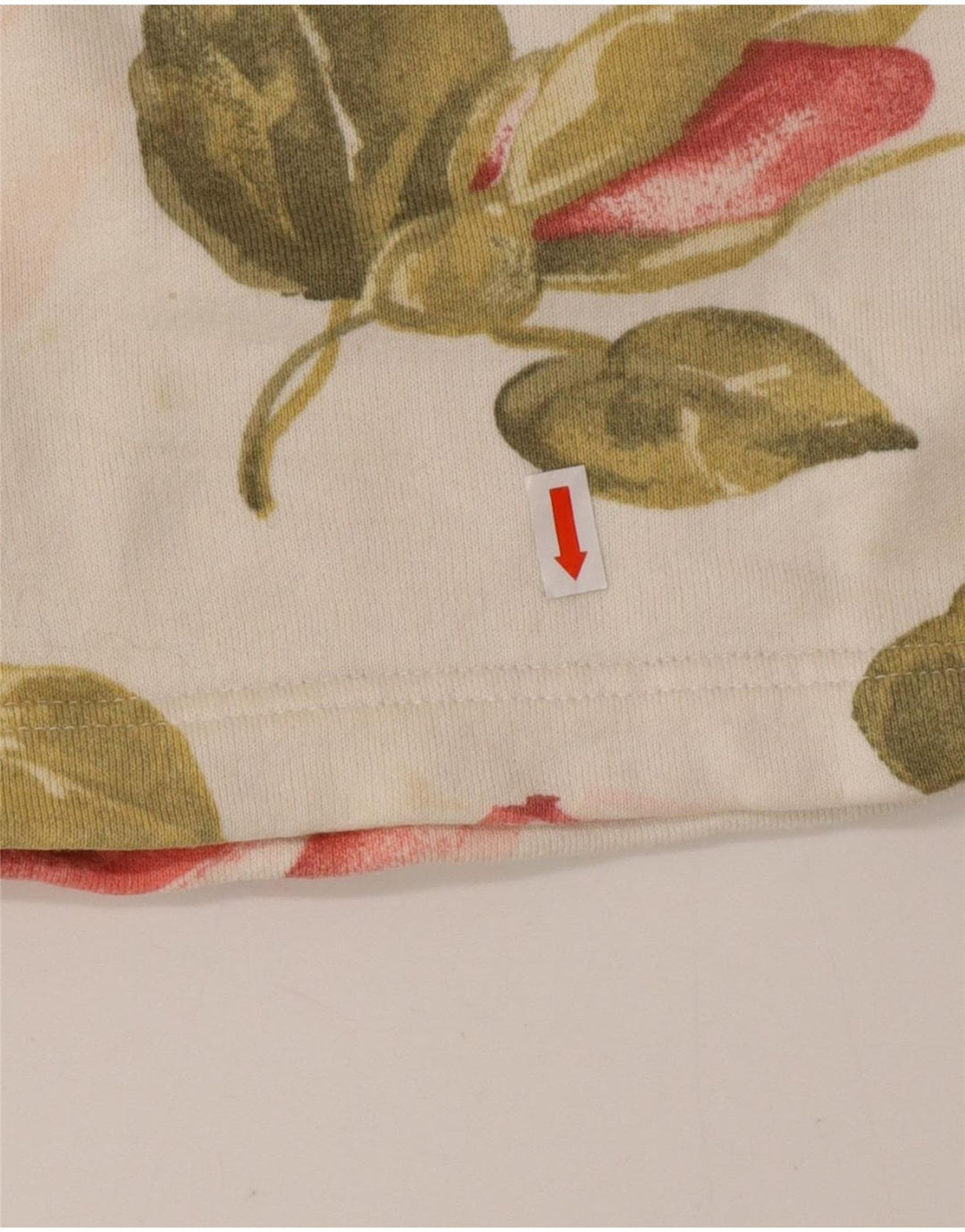 VINTAGE Γυναικείο τοπ μακρυμάνικο UK 16 Large Off White Floral βαμβακερό