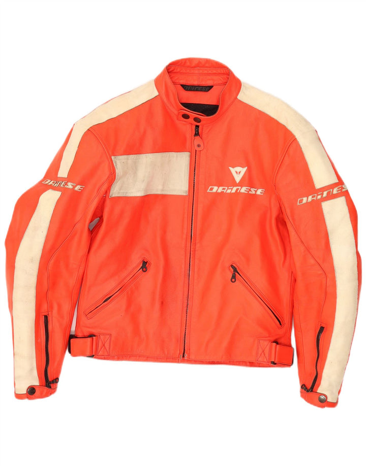Ανδρικό γραφικό δερμάτινο μπουφάν Racer Dainese IT 50 Medium Orange Colourblock