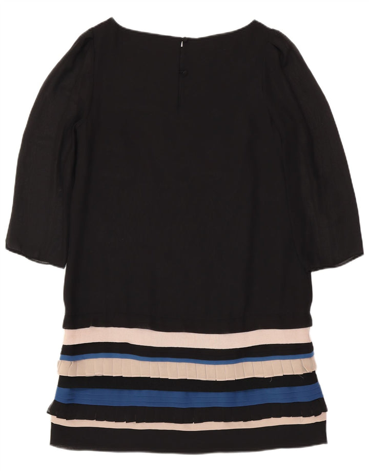 Γυναικείο φόρεμα με μανίκια MONSOON 3/4 UK 12 μέτριο μαύρο ριγέ