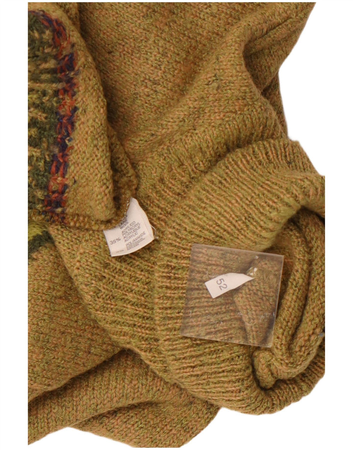 VINTAGE Ανδρικό πουλόβερ με ρολό λαιμόκοψη IT 52 Large Khaki Argyle/Diamond