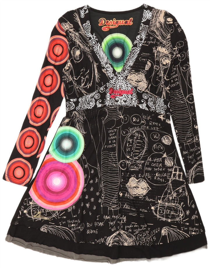 Desigual Γυναικείο Abstract Pattern Graphic Empire φόρεμα XL μαύρο μοντέρνο