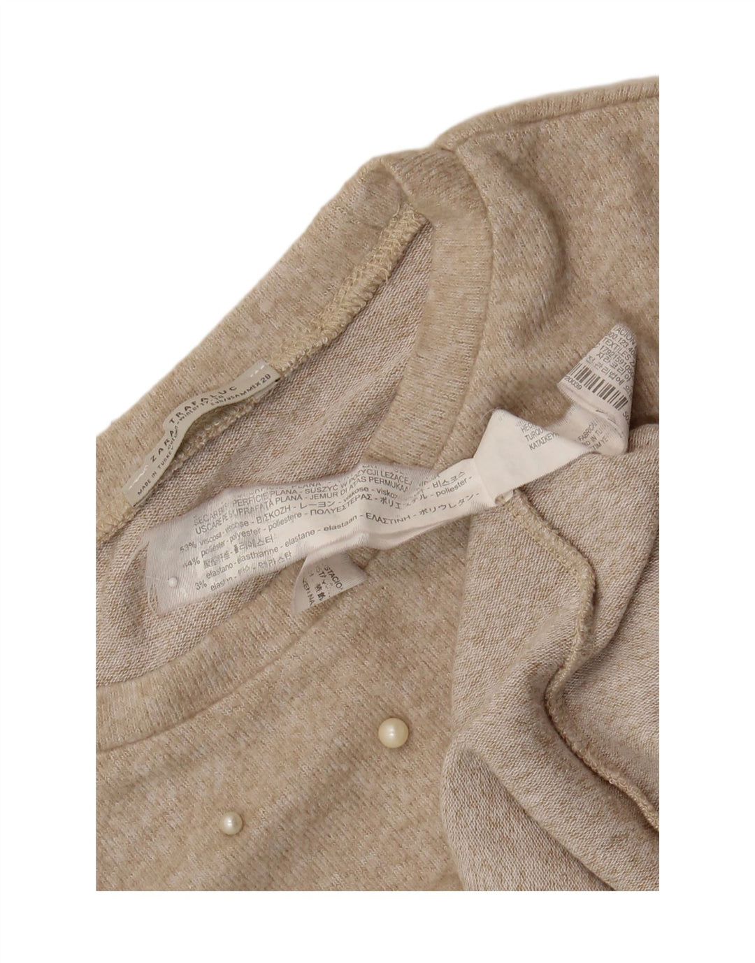 Zara Γυναικεία Μπλούζα Trafaluc Oversized Top UK 14 Medium Beige Spotted