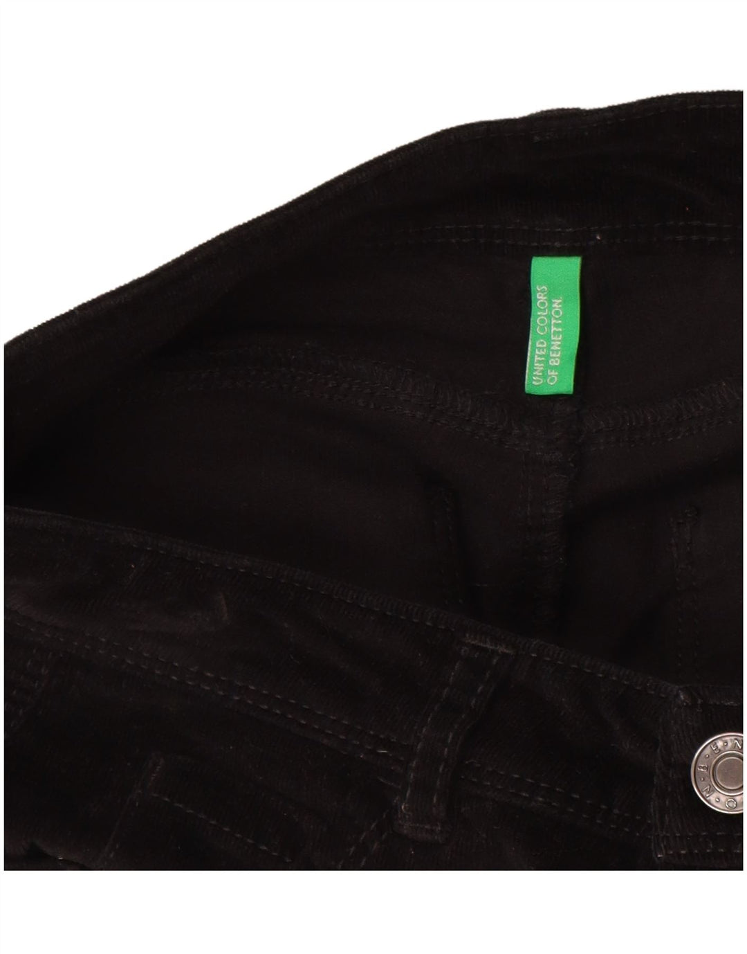 BENETTON Γυναικείο Λεπτό Κοτλέ Παντελόνι W26 L29 Μαύρο
