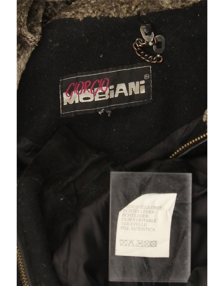 GIORGIO MOBIANI Ανδρικό σουέτ μπουφάν με κουκούλα UK 44 2XL μαύρο δέρμα