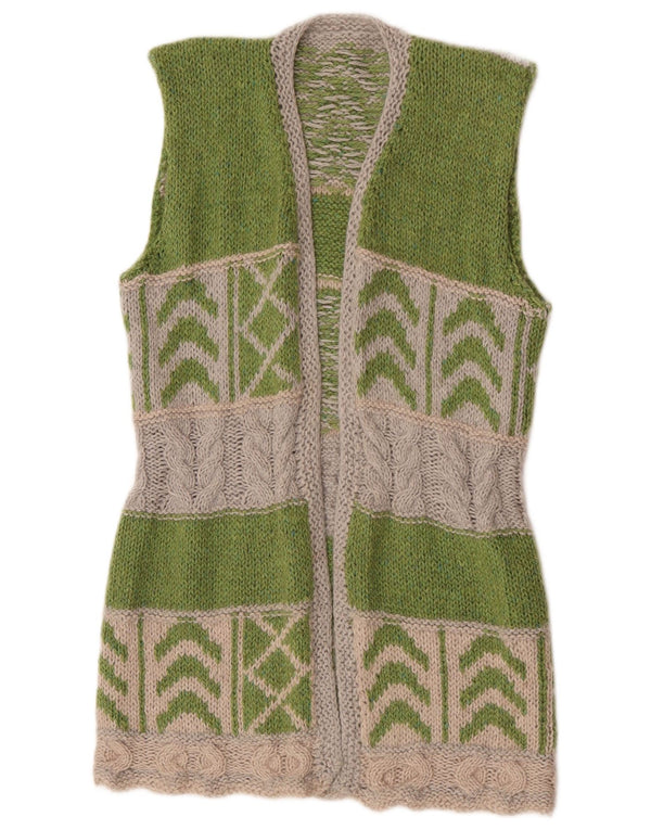 Vintage γυναικείο πουλόβερ Longline Cardigan UK 12 Medium Green Colourblock