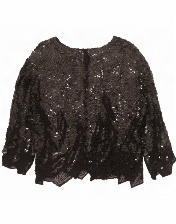 Vintage γυναικεία μακρυμάνικη μπλούζα UK 16 Large Black Flecked