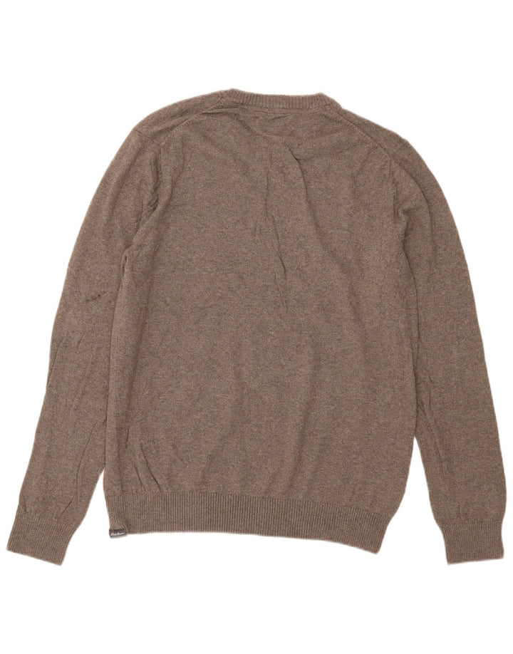 Eddie Bauer Ανδρικό πουλόβερ με λαιμόκοψη με μεσαίο χακί βαμβάκι