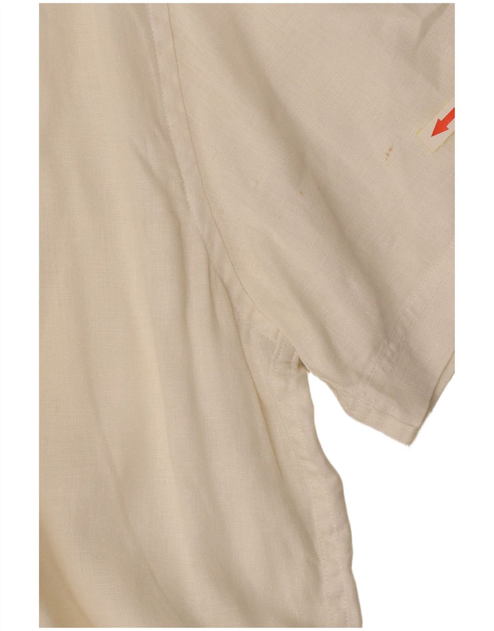 Ανδρικό κοντό μανίκι Timberland πουκάμισο κανονικής εφαρμογής XL από λευκό λινό