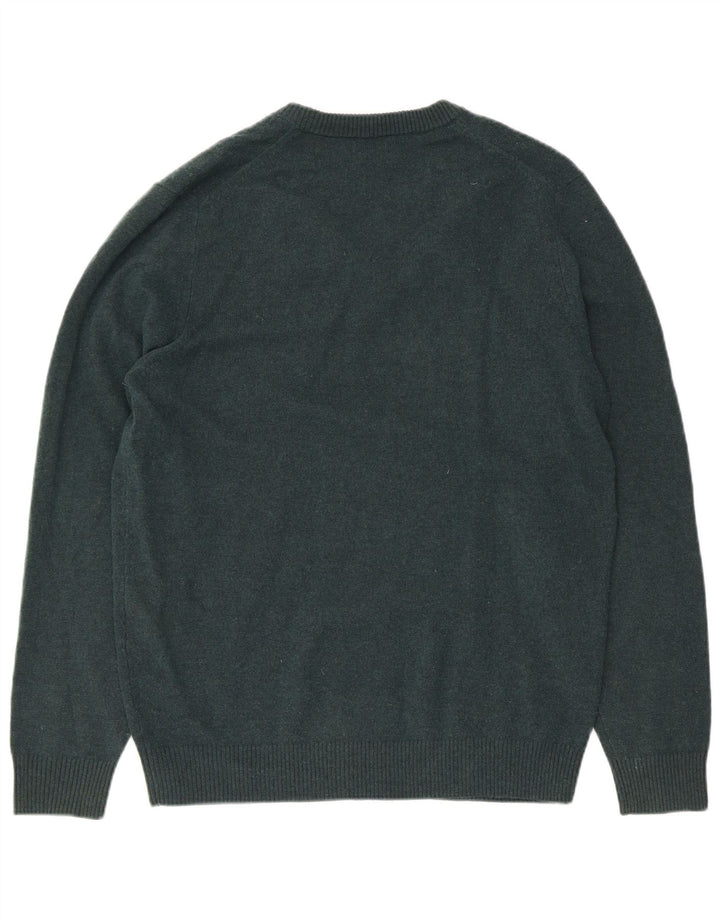 Ανδρικό πουλόβερ Massimo Dutti με λαιμόκοψη με λαιμόκοψη μεγάλου πράσινου μαλλί