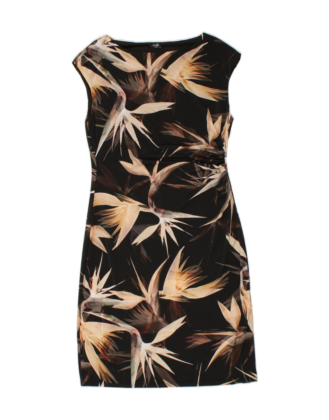 WALLIS Womens Abstract Pattern Sheath Dress UK 12 Medium Black Vintage Wallis and Second-Hand Wallis from Messina Hembry 