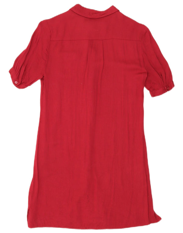 Jack Wills Γυναικείο κοντομάνικο πουκάμισο UK 8 Small Burgundy Viscose