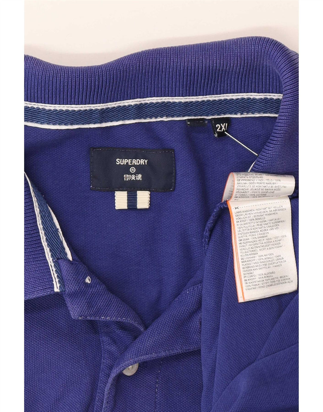 Ανδρικό μπλουζάκι πόλο Superdry 2XL Μπλε βαμβακερό