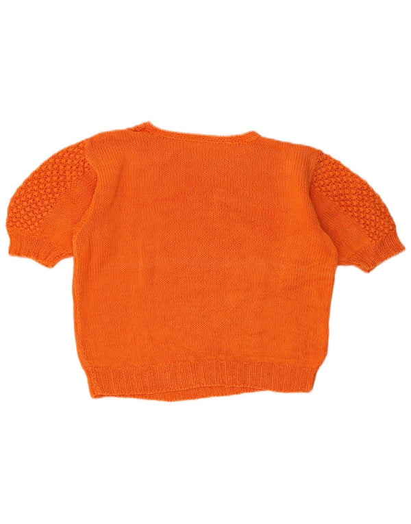Vintage γυναικείο πουλόβερ με λαιμόκοψη Crop Crop UK 14 Medium Orange