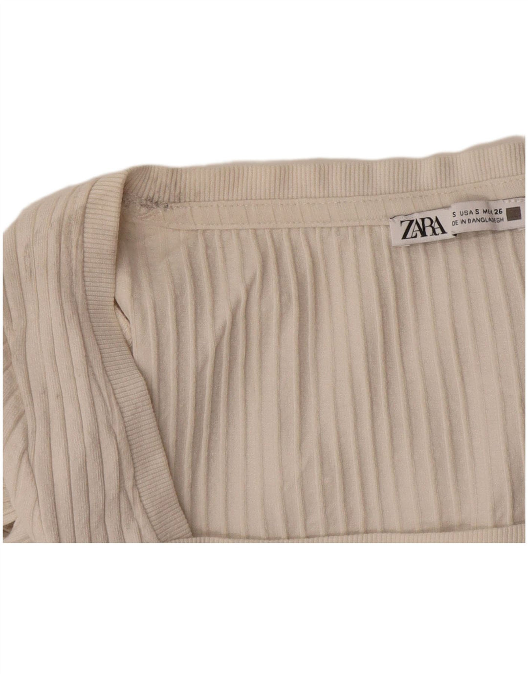 Zara Γυναικείο Crop Top μακρυμάνικο UK 10 Small Beige