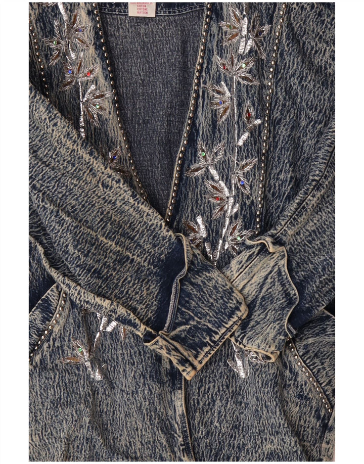 JAZZINO Γυναικείο 3/4 μανίκι τζιν μπουφάν UK 18 XL μπλε φλοράλ