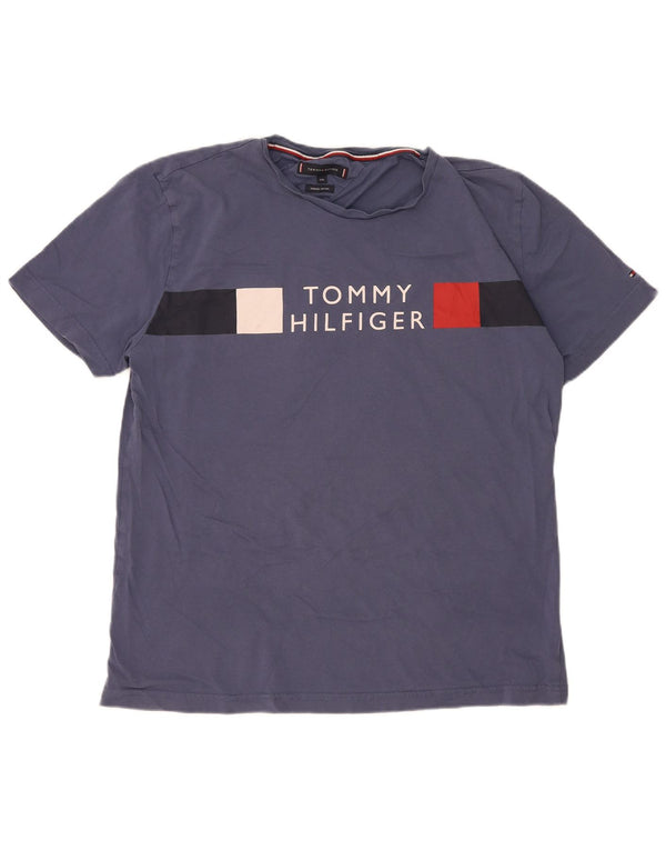 Ανδρικό γραφικό T-shirt Tommy Hilfiger Top 2XL Navy Blue Colorblock Βαμβακερό
