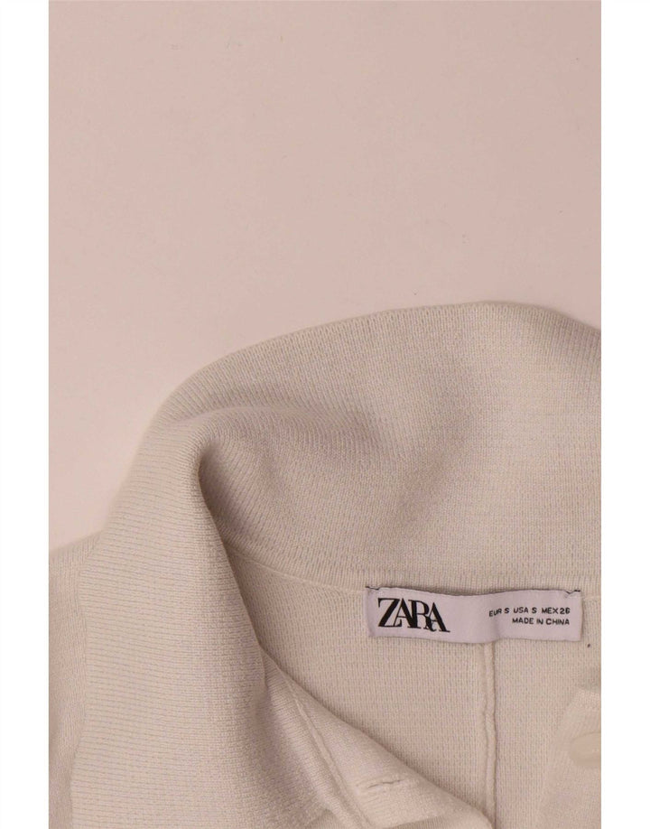 Ζακέτα Zara Crop Oversized Top UK 10 Small White Viscose