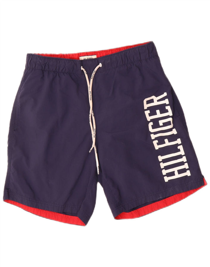 Γραφικό ανδρικό σορτς κολύμβησης Tommy Hilfiger, μεσαίο μπλε ναυτικό