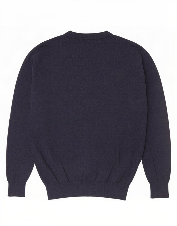Ανδρικό πουλόβερ Massimo Dutti με V λαιμόκοψη, μεσαίο μπλε ναυτικό