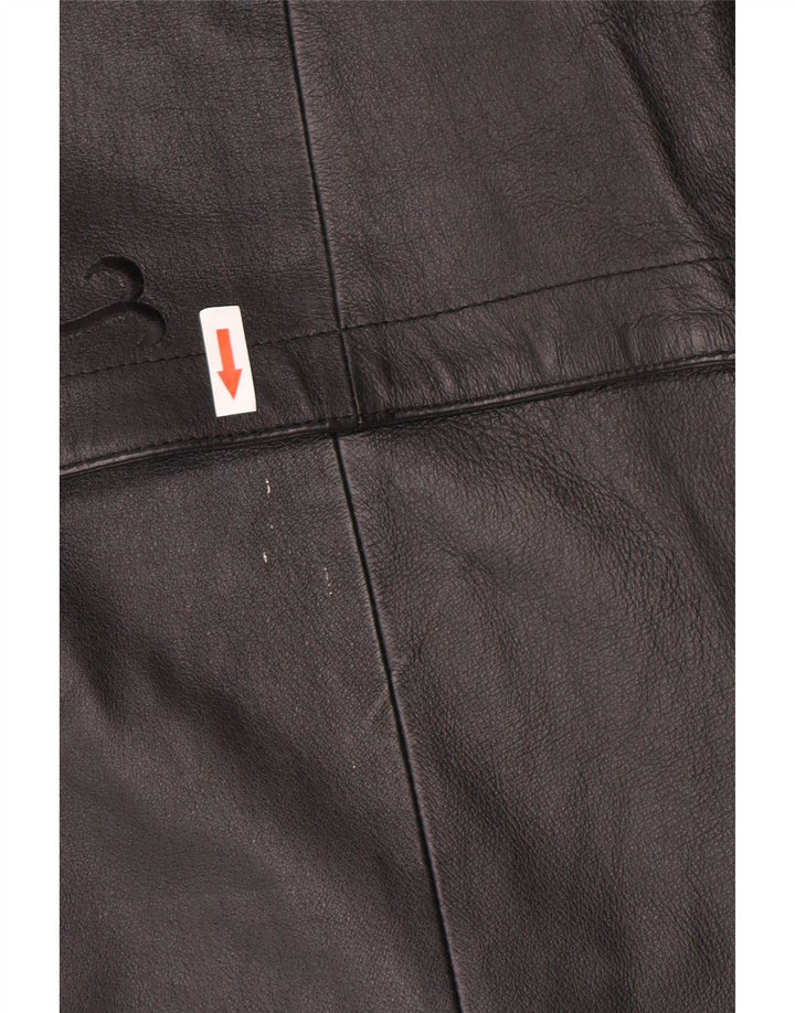 Vintage Γυναικείο Δερμάτινο Παλτό US 12 Large Black Floral Leather