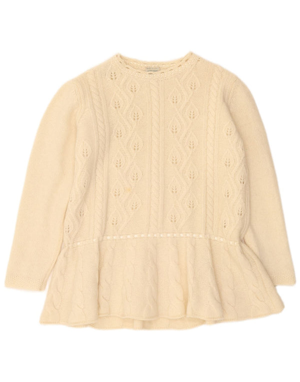 Benetton Womens Boat Neck Jumper Sweater UK 14 Medium Off White