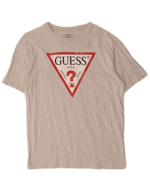 Ανδρικό γραφικό μπλουζάκι Guess Top μεγάλο γκρι βαμβακερό