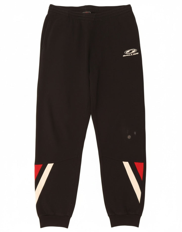 SALLER Mens Tracksuit Trousers Joggers Medium  Black Colourblock Acrylic