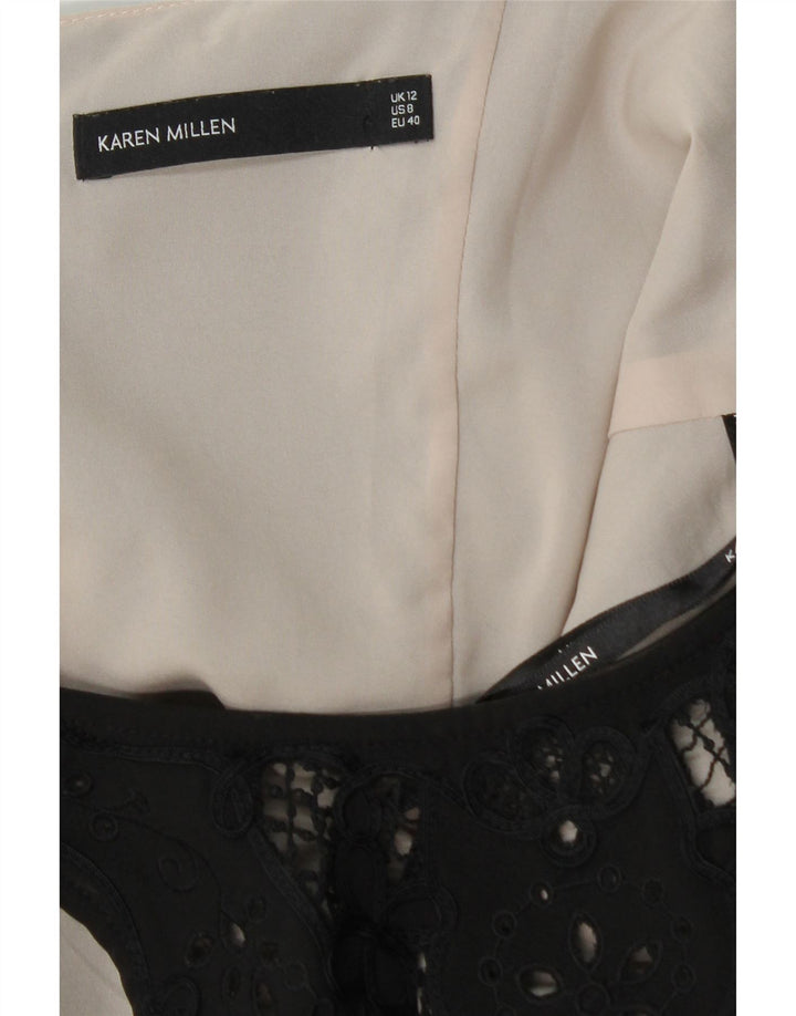 KAREN MILLEN Γυναικείο Αμάνικο Bodycon Φόρεμα UK 12 Μεσαίο μαύρο πολυεστέρα