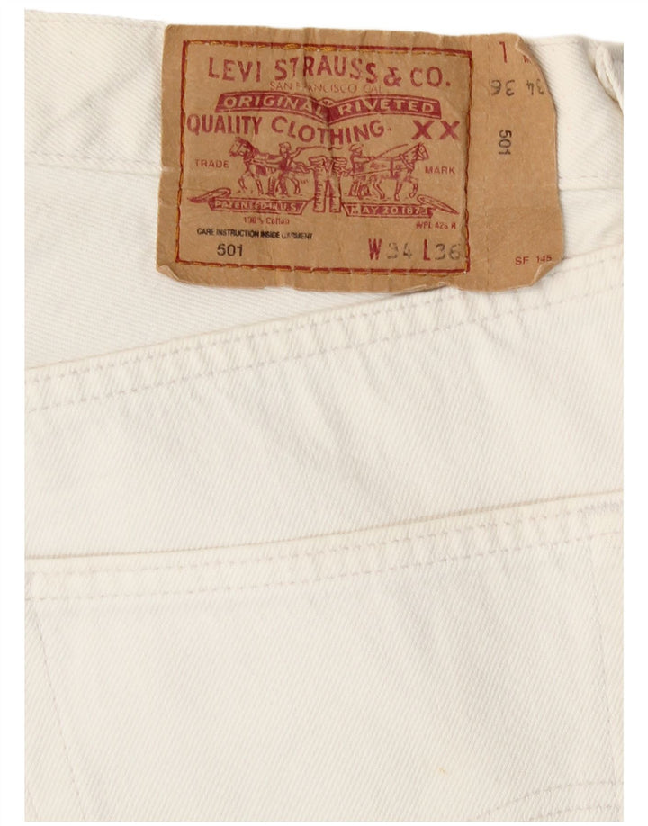 Levi's Mens 501 Straight Jeans W34 L31 Λευκό βαμβακερό