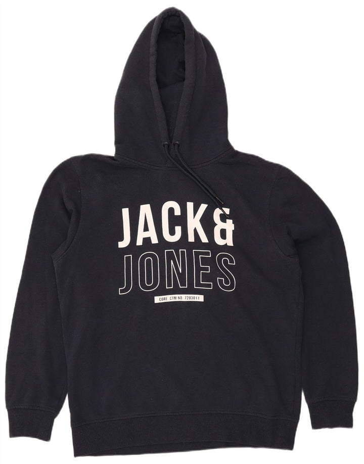 JACK & JONES Ανδρικό γραφικό μπλουζάκι με κουκούλα με μεγάλο μπλε ναυτικό πολυεστέρα